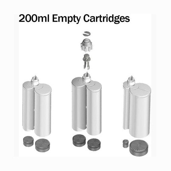 Empty Cartridges 2 Part 200ml 250ml sizes tagged 1:1 Empty Cartridges 2 Part 200ml 250ml sizes tagged 1:1