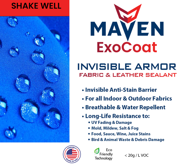 Maven Invisible Armor Fabric & Leather Sealant - Invisible Armor - Water Repellent Protection against stains, damage, liquids