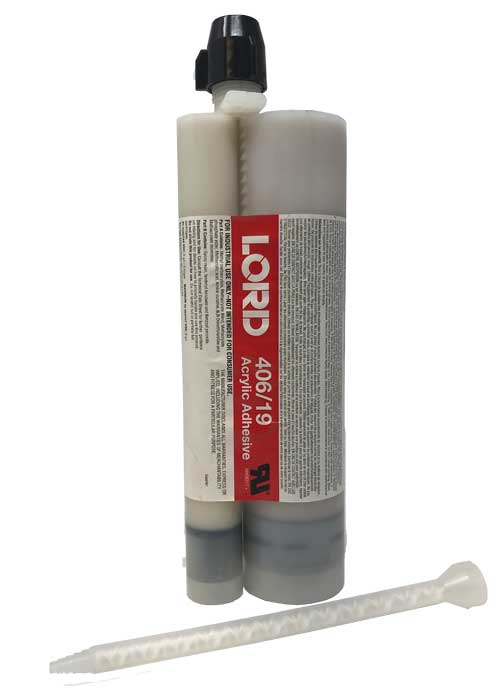 LORD 406/19GB  4-6 Minute "Glass-Bead" formula Temperature Resistant, Non-Sag acrylic adhesive