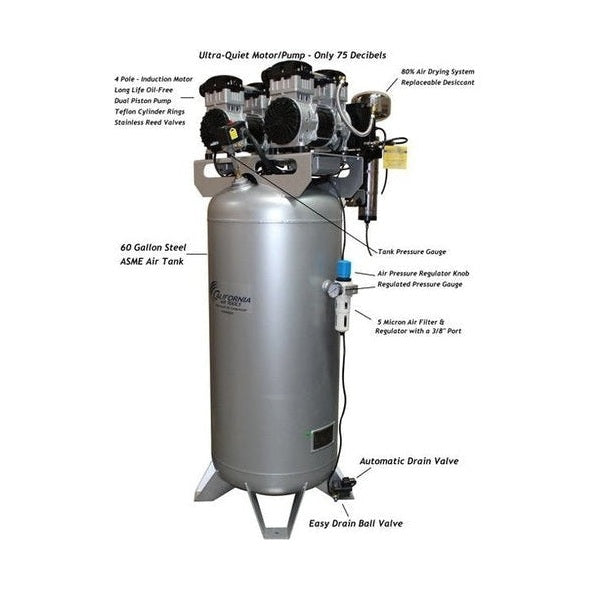 California Air Tools 60040DCAD Ultra Quiet u0026 Oil-Free 4.0 Hp, 60.0 Gal –  Perigee Direct