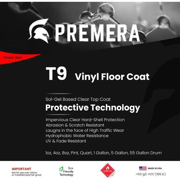 Premera T9 Vinyl Floor Coat VCT/LVT/LVP Impervious Silicon Dioxide (SIO2) Barrier