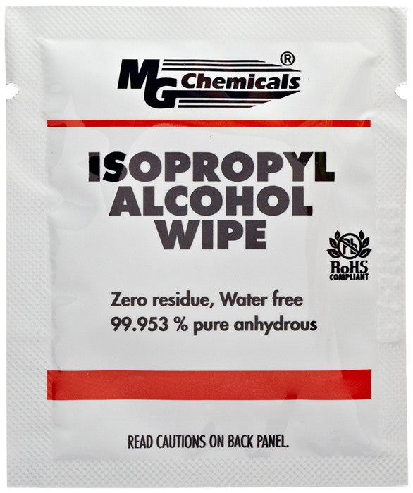 MG Chemicals Alcohol Wipes - Larger 5x6-inch size