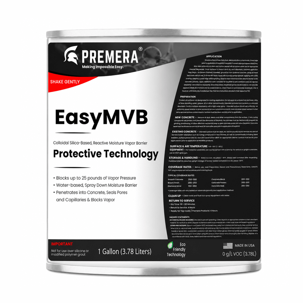 Premera EasyMVB Moisture Vapor Barrier Primer – Concrete, Brick, Clay Tile & Impervious Surface Sealer Premera Coatings