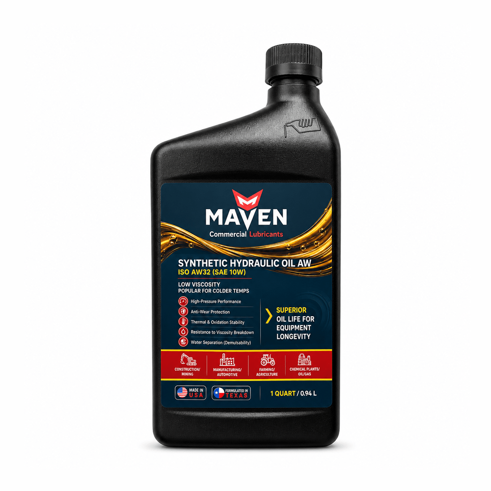 Maven Synthetic Hydraulic Oil AW Anti Wear ISO 32, 46, 68 Pure Synthetic formula Maven Lubricants