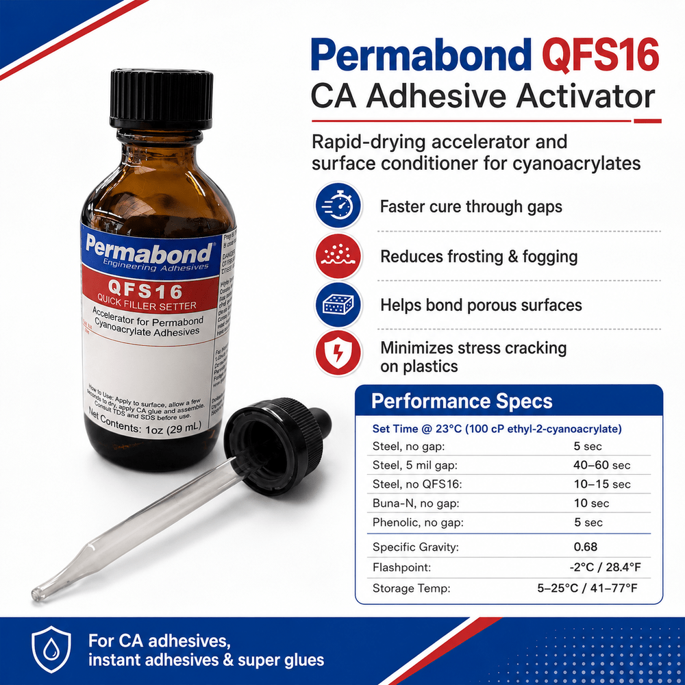 Permabond QFS16 Accelerator & Activator for Cyanoacrylates CA , Instant Adhesives, and Super Glues Permabond