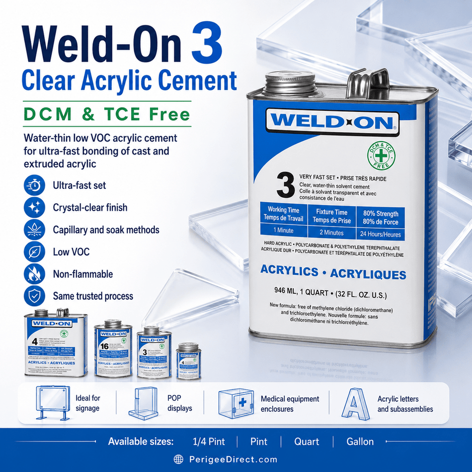 Weld-On #3 Clear Acrylic Cement – DCM & TCE Free