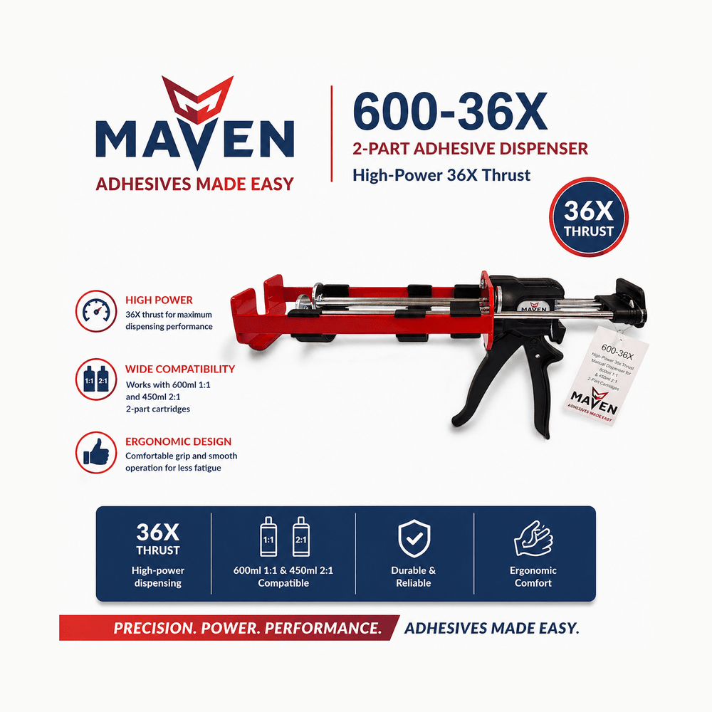 Maven MV600-36X 600ML 1:1 & 450ML 2:1 High-Power 36X Thrust 2-Part Adhesive Dispenser Maven Dispensers