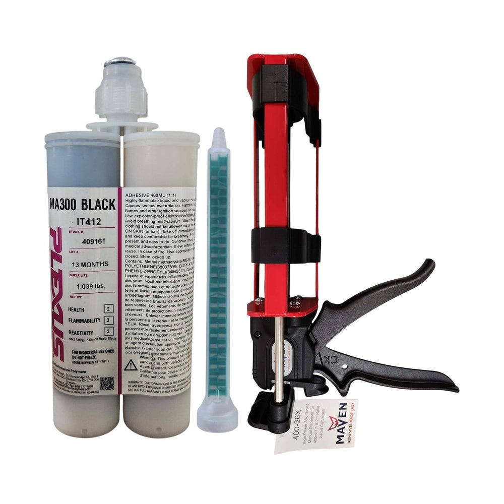 Plexus MA300 Black All Purpose High Strength 5-minute MMA Adhesive IT410 & IT412 Plexus