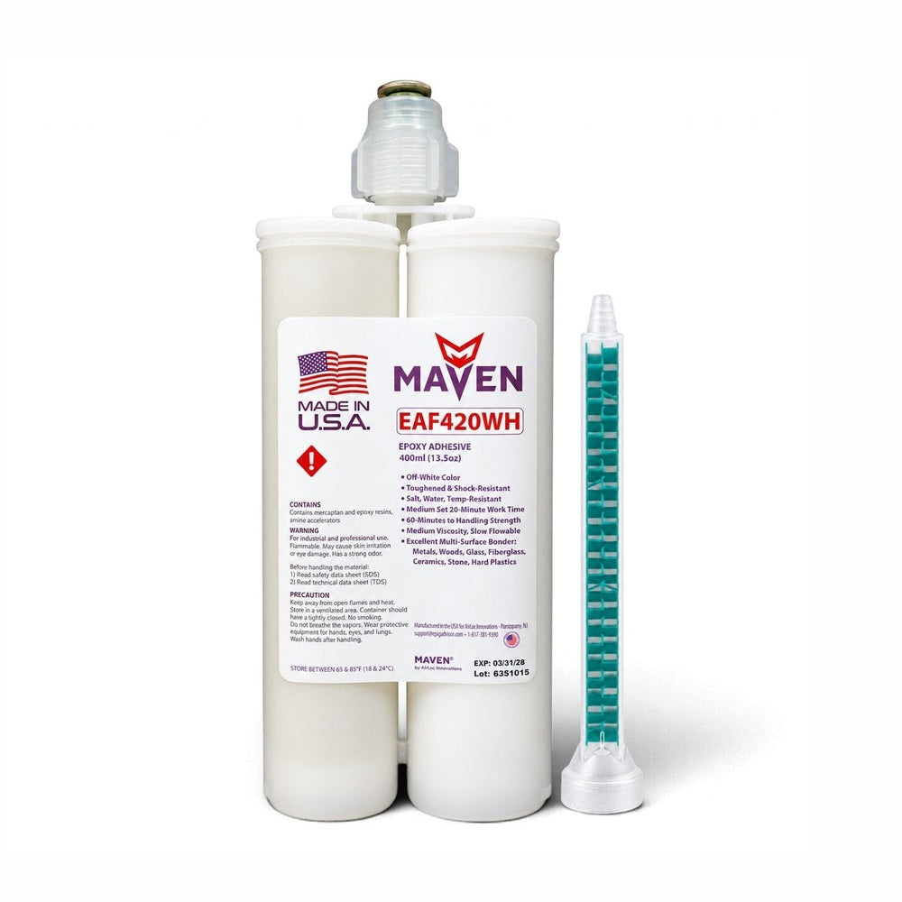 Maven EAF420 Off-White - Medium Set 20 Minute Epoxy Off-White - Toughened Temp Resistant 20-Minute Set Carbon Fiber, Plastic & Metal Maven Adhesives