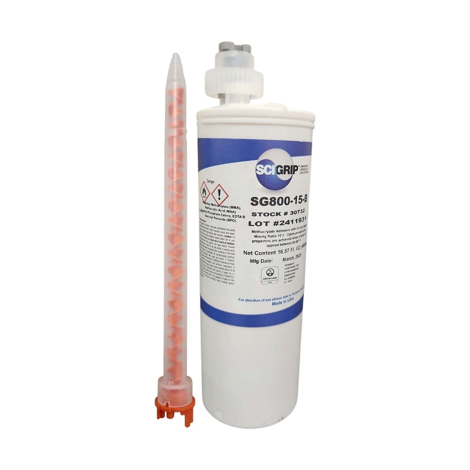 SciGrip SG800 Black Temp Resistant Primerless Nonsag Gel 05 & 15 min 490ml 10:1 MMA Methacrylate Adhesive SciGrip