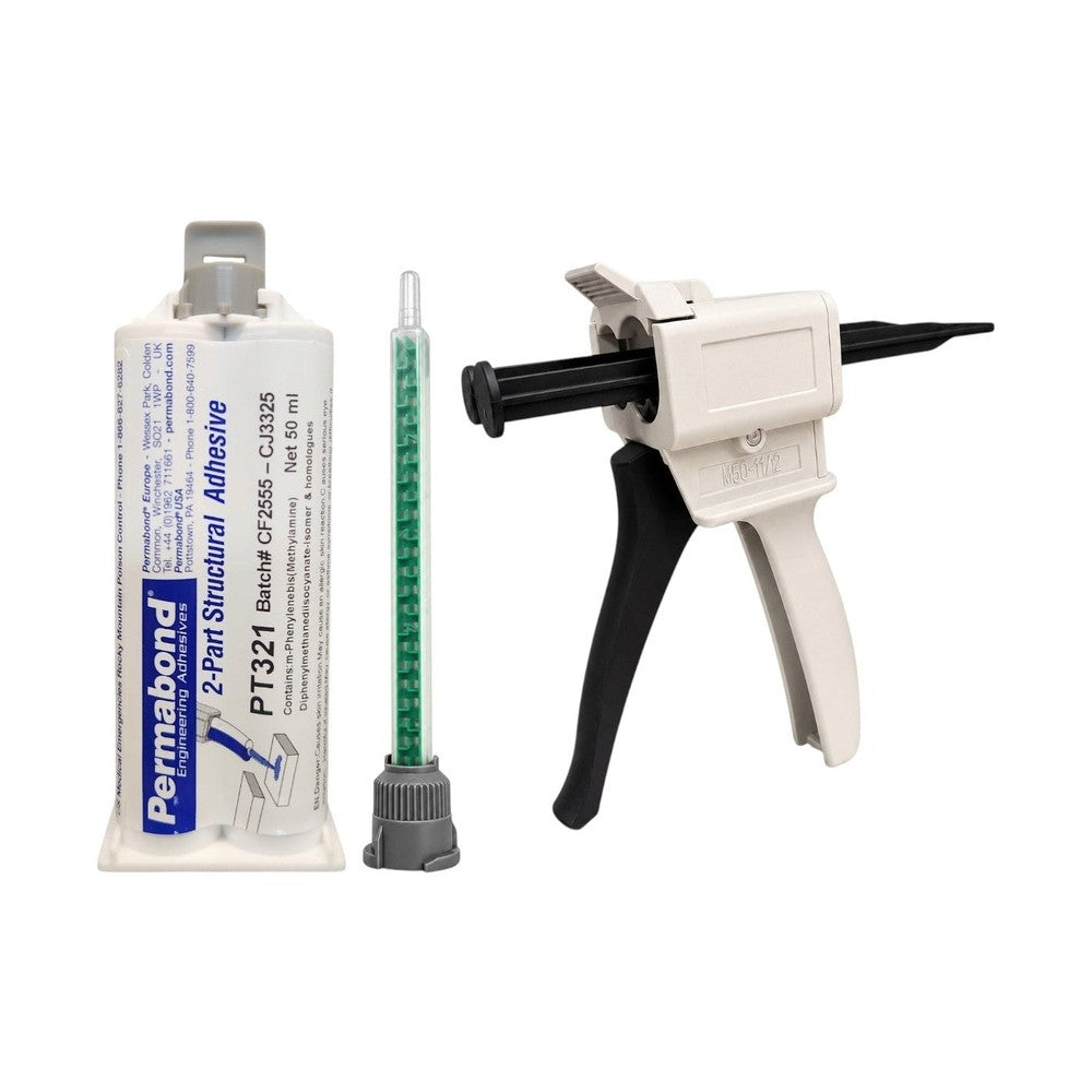 Permabond Urethane PT321 Super Fast Set 1 - 1.5 min 50ml Cartridge and Starter Kit Permabond