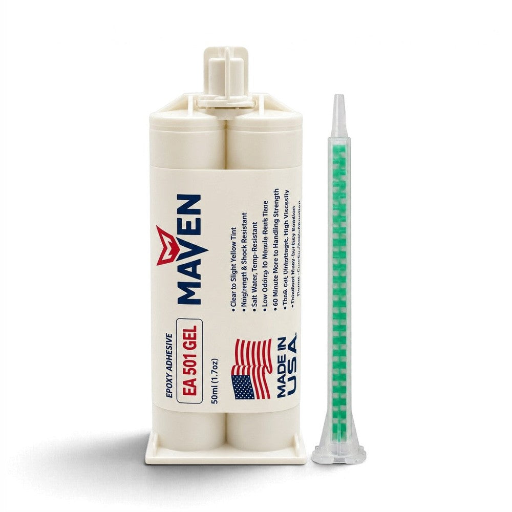Maven Epoxy EA 501 Gel - Very Fast Set 1 Min, Thick Gel Translucent Clear-1:1 ratio Maven Adhesives