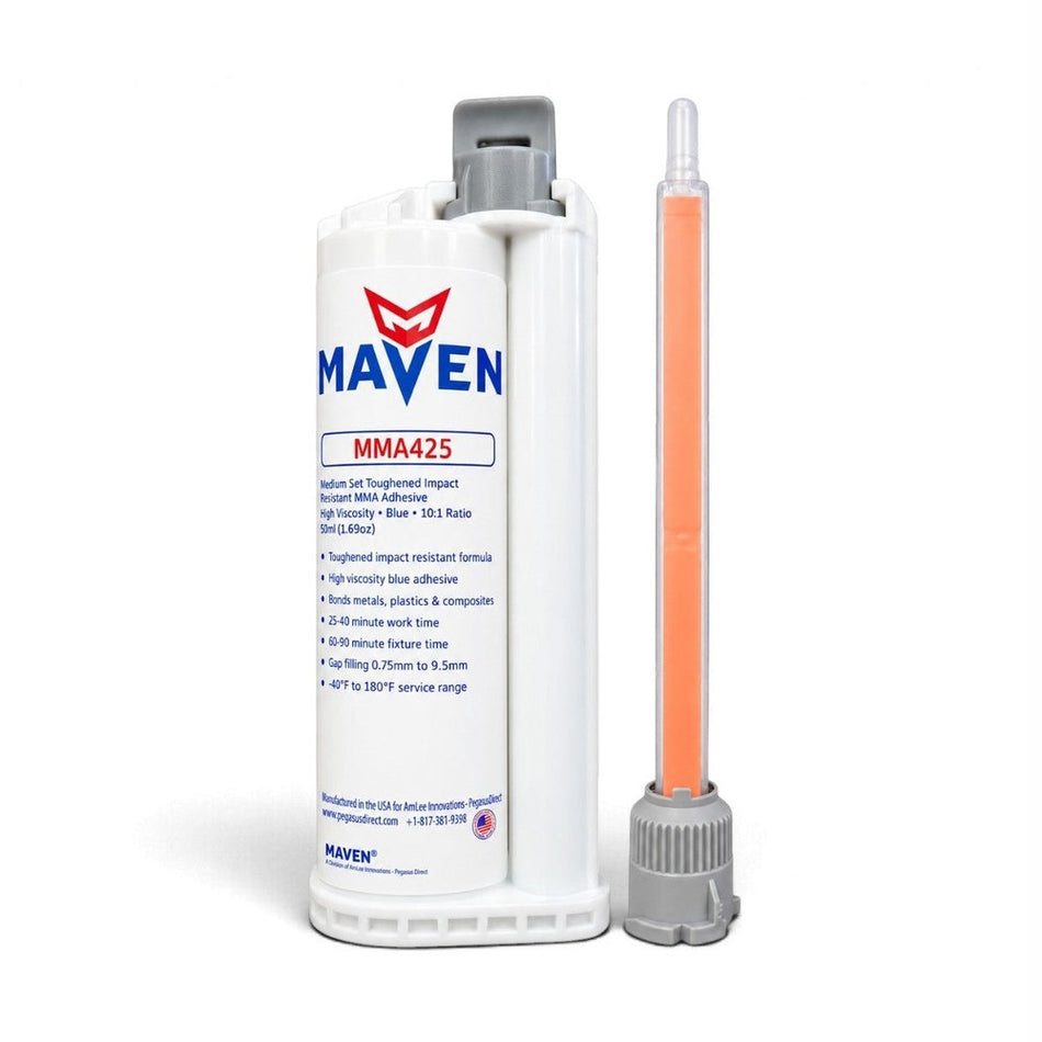 Maven MMA 425 Acrylic - Medium Set 30- 40 Min Toughened Impact Resistant MMA Adhesive-High Viscosity Blue-10:1 ratio Maven Adhesives
