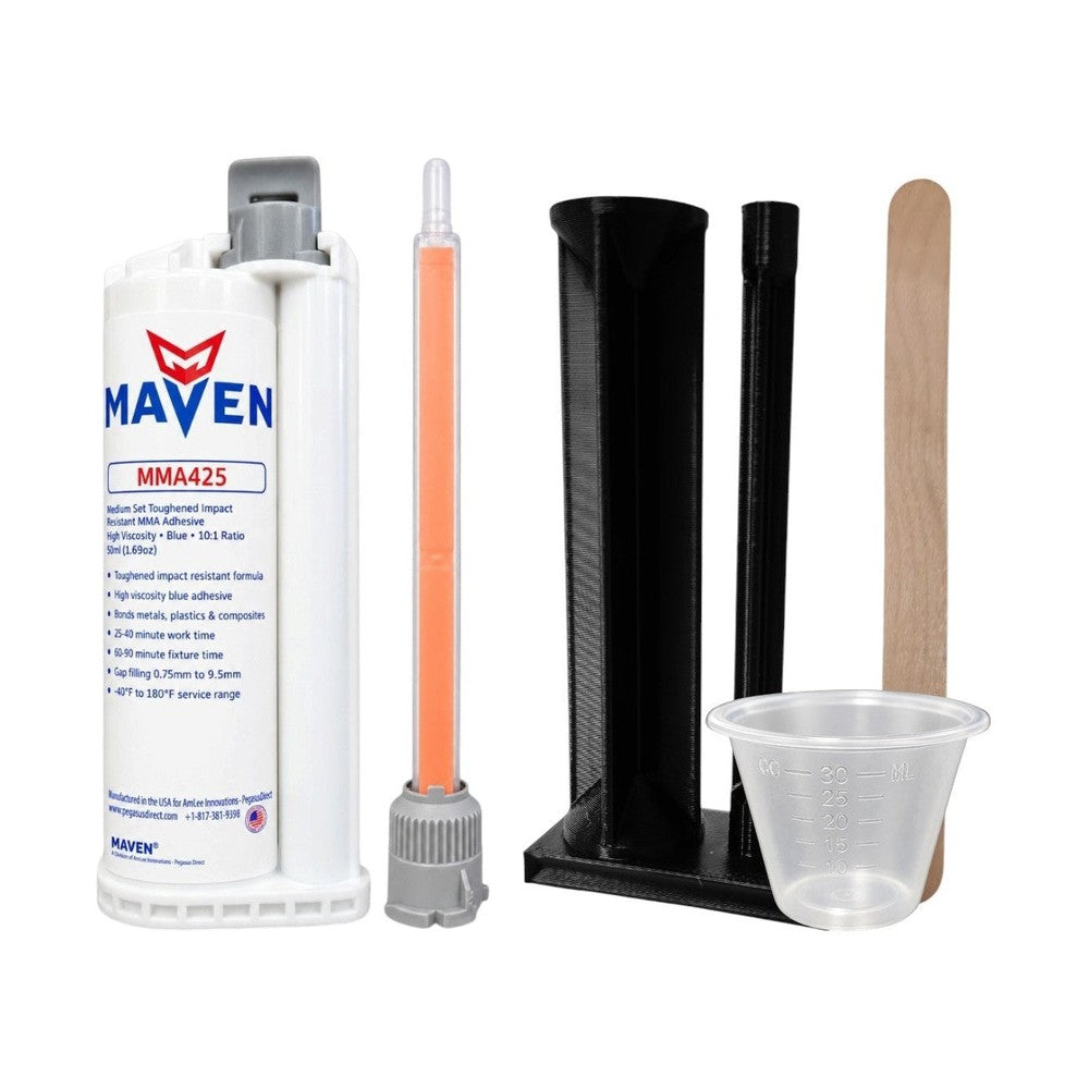 Maven MMA 425 Acrylic - Medium Set 30- 40 Min Toughened Impact Resistant MMA Adhesive-High Viscosity Blue-10:1 ratio Maven Adhesives