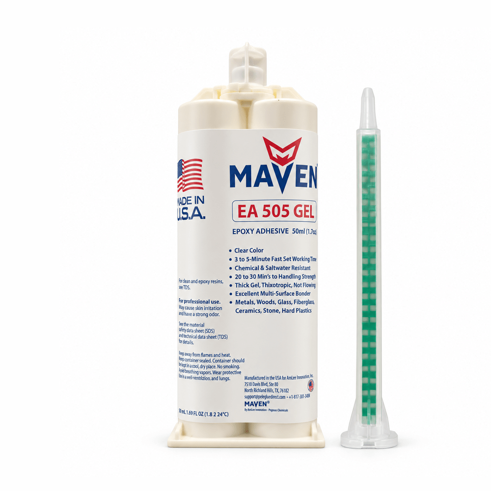 Maven Epoxy EA 505 GEL - Fast Set 5-Min Epoxy-Thick Gel Thixotropic Viscosity Clear-1:1 ratio Maven Adhesives