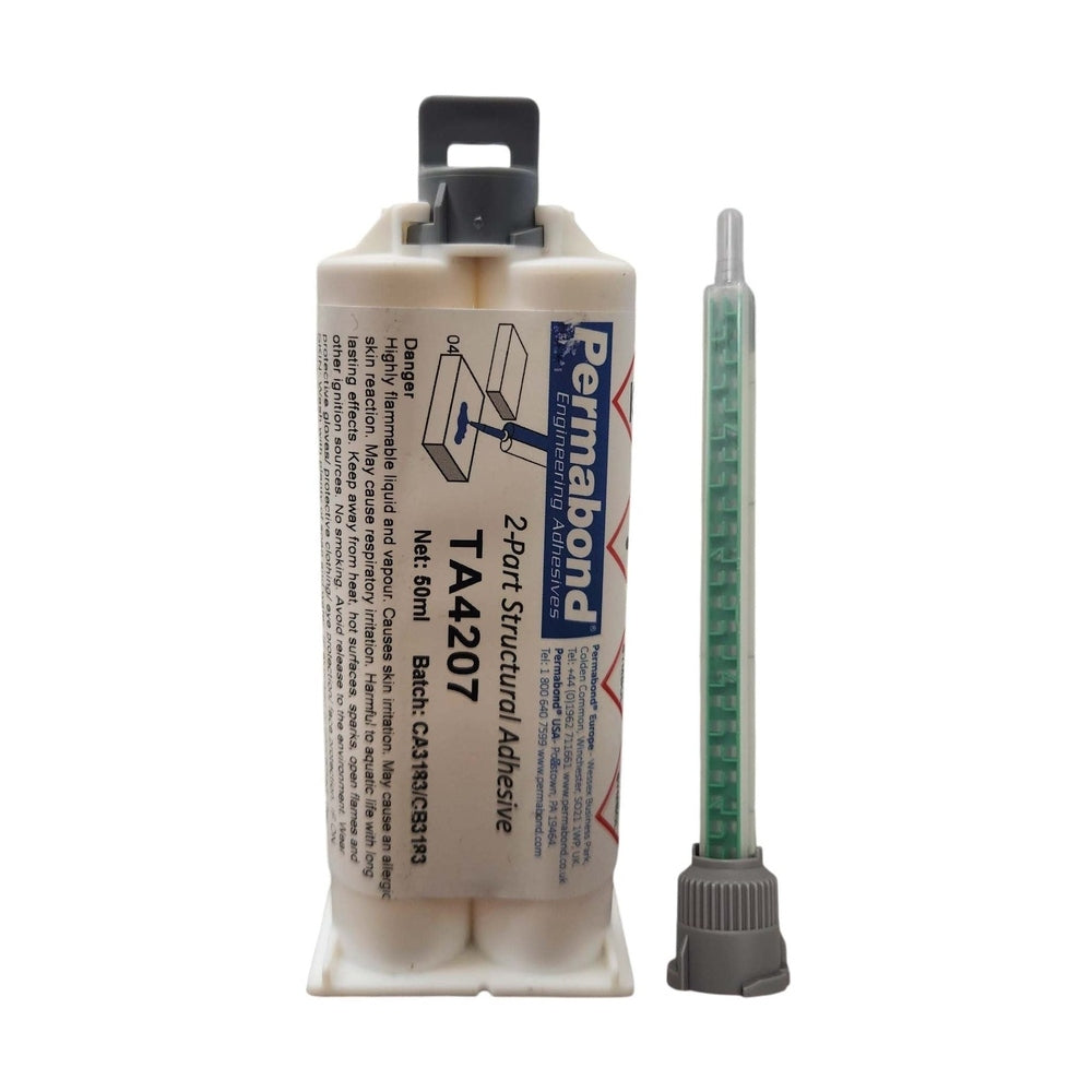 Permabond TA4207 Multi-Purpose 50ml Fast Set 8 - 10 min Acrylic Adhesive Cartridge and Accessories Permabond