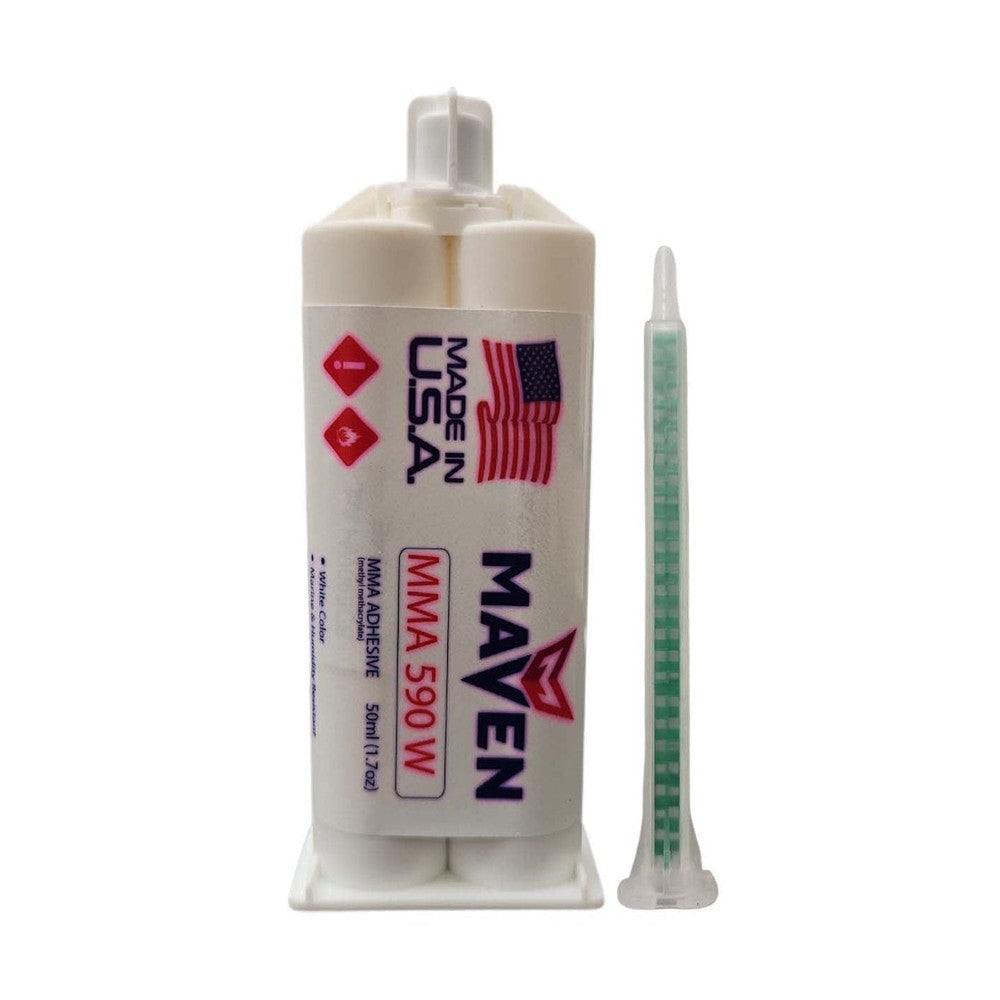 Maven MMA 590 - Slow Set 90-110 minutes MMA Marine-Optimized Adhesive - Thick/High Viscosity Black or White 1:1 ratio Maven Adhesives
