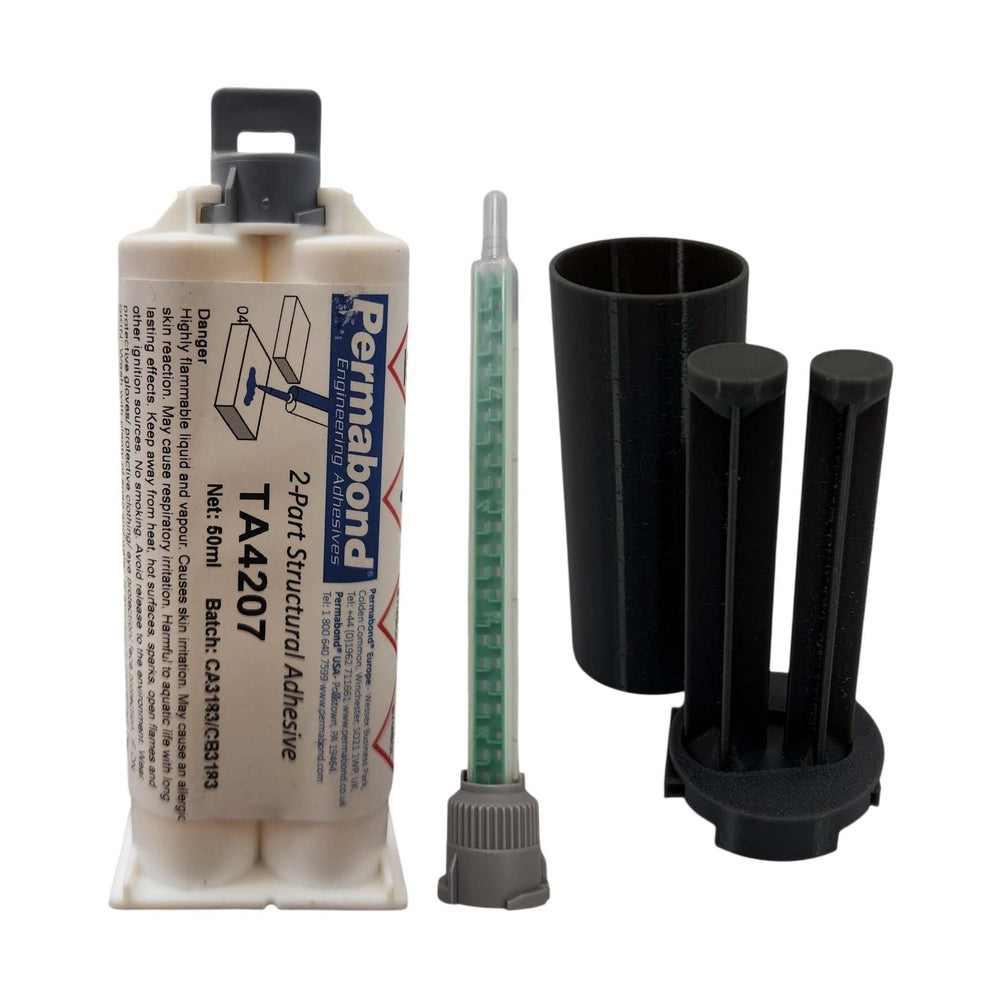 Permabond TA4207 Multi-Purpose 50ml Fast Set 8 - 10 min Acrylic Adhesive Cartridge and Accessories Permabond