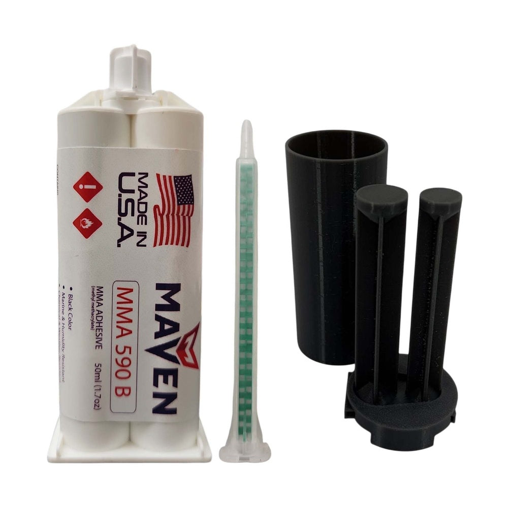 Maven MMA 590 - Slow Set 90-110 minutes MMA Marine-Optimized Adhesive - Thick/High Viscosity Black or White 1:1 ratio Maven Adhesives