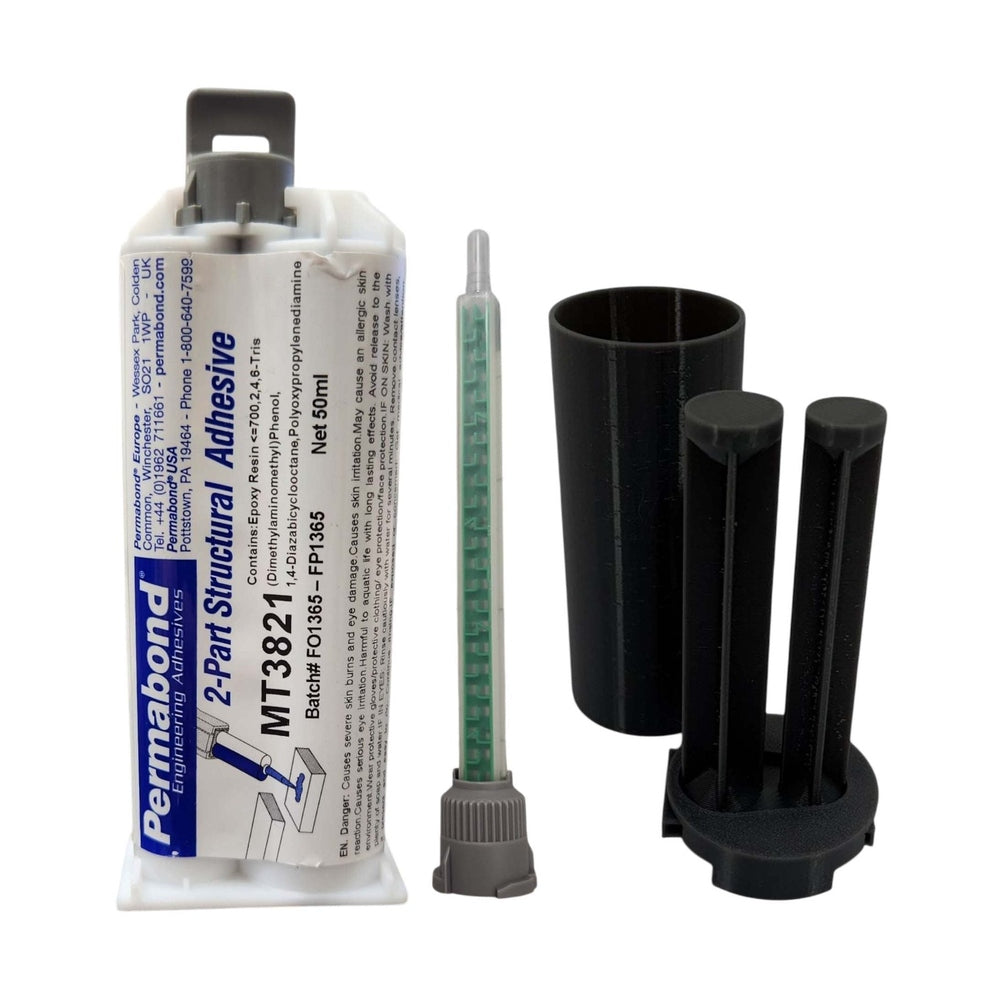 Permabond MT3821 Medium Set 10 - 20 min Modified Two Component Epoxy Black Cartridge And Accessories Permabond