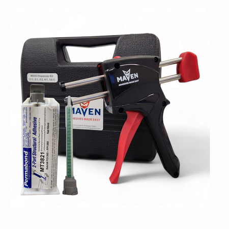 Permabond MT3821 Medium Set 10 - 20 min Modified Two Component Epoxy Black Cartridge And Accessories Permabond