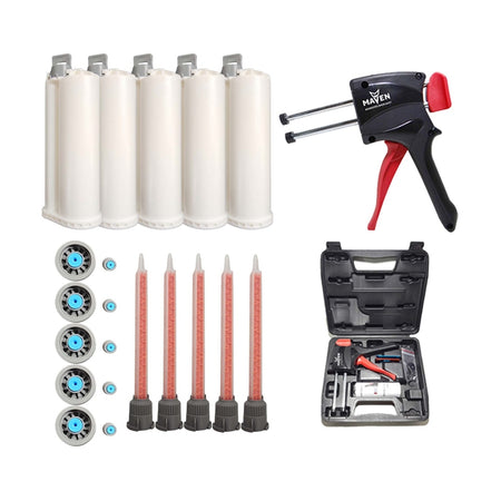 MixPac 50ml Empty 10:1 Ratio S-System RoundBack B-System with S-Flange 2-Part Cartridges with sealing cap & pistons PBT Plastic, optimized for MMA Materials MixPac