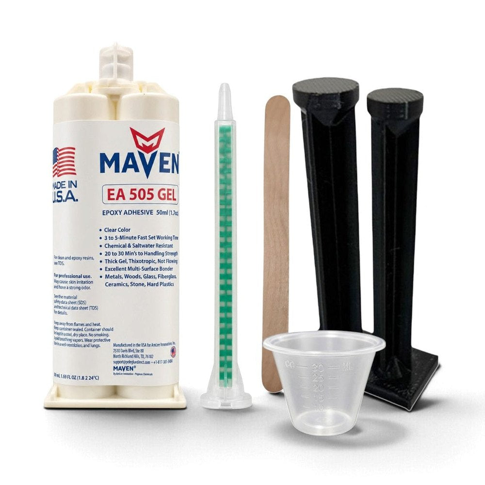 Maven Epoxy EA 505 GEL - Fast Set 5-Min Epoxy-Thick Gel Thixotropic Viscosity Clear-1:1 ratio Maven Adhesives
