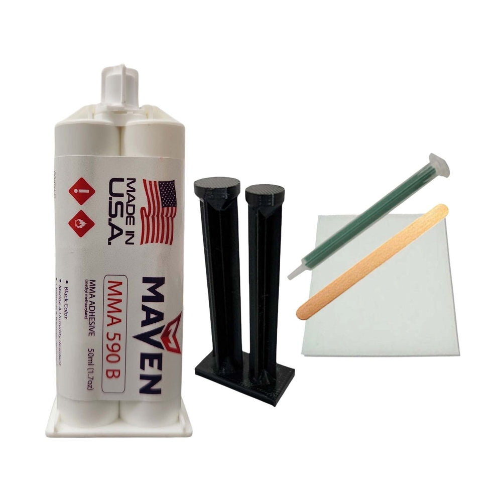 Maven MMA 590 - Slow Set 90-110 minutes MMA Marine-Optimized Adhesive - Thick/High Viscosity Black or White 1:1 ratio Maven Adhesives