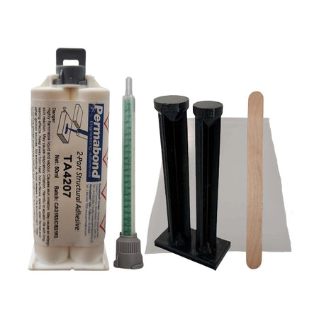 Permabond TA4207 Multi-Purpose 50ml Fast Set 8 - 10 min Acrylic Adhesive Cartridge and Accessories Permabond