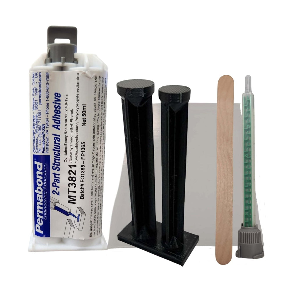 Permabond MT3821 Medium Set 10 - 20 min Modified Two Component Epoxy Black Cartridge And Accessories Permabond