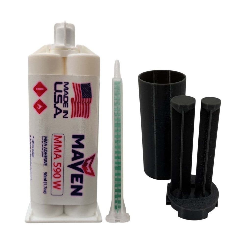 Maven MMA 590 - Slow Set 90-110 minutes MMA Marine-Optimized Adhesive - Thick/High Viscosity Black or White 1:1 ratio Maven Adhesives