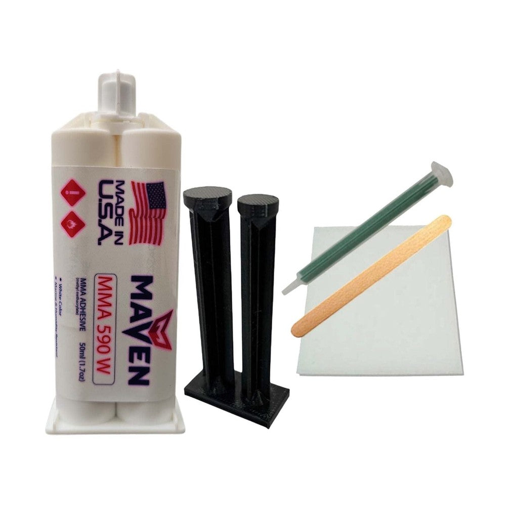 Maven MMA 590 - Slow Set 90-110 minutes MMA Marine-Optimized Adhesive - Thick/High Viscosity Black or White 1:1 ratio Maven Adhesives