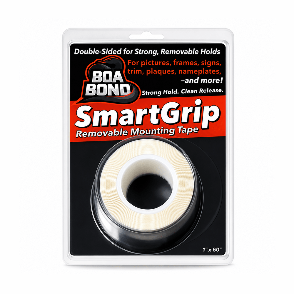 BoaBond SmartGrip Standard Removable Mounting Tape, 1 in x 5 ft Roll BoaBond