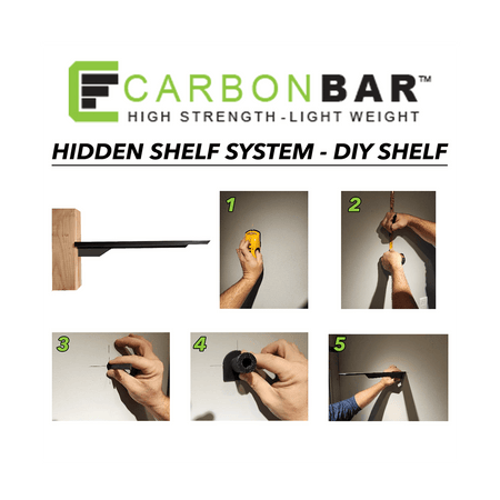 CarbonBar™ DIY Floating Shelf Starter Kit – 7in -12in″ Rods CarbonBar