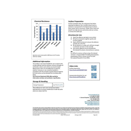 Permabond 802 Cyanoacrylate high viscosity, fast curing, surface insensitive adhesive Permabond