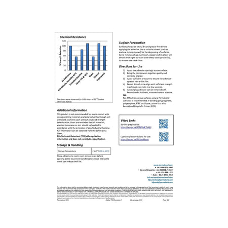 Permabond 825 Cyanoacrylate Instant Adhesive high viscosity, fast curing, surface insensitive adhesive Permabond