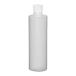 8 oz. 1/2 pint Natural Round HDPE Plastic Bottle 24mm outlet with included 24/410 White Ribbed Cap PerigeeDirect