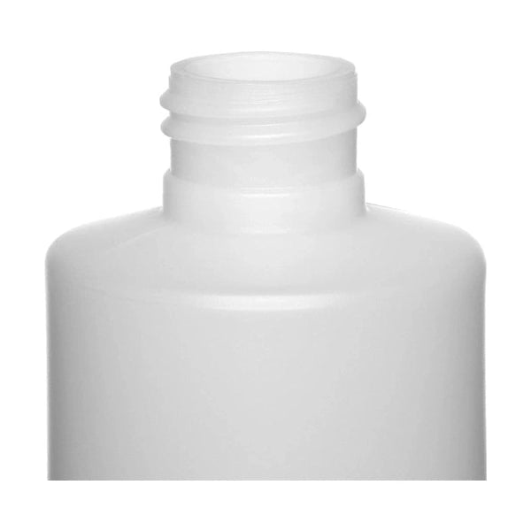 8 oz. 1/2 pint Natural Round HDPE Plastic Bottle 24mm outlet with included 24/410 White Ribbed Cap PerigeeDirect