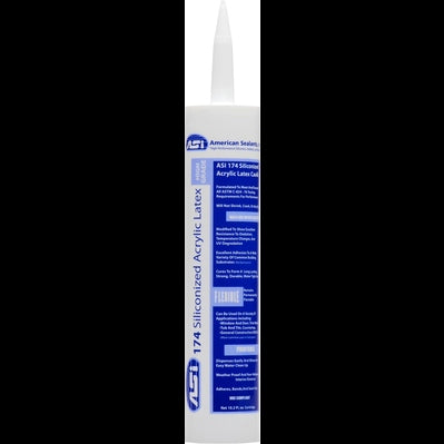 ASI 174 White Silicon/Latex Sealant For Construction & Industrial Use by American Sealants Inc 5.5oz Squeezable Tube PerigeeDirect