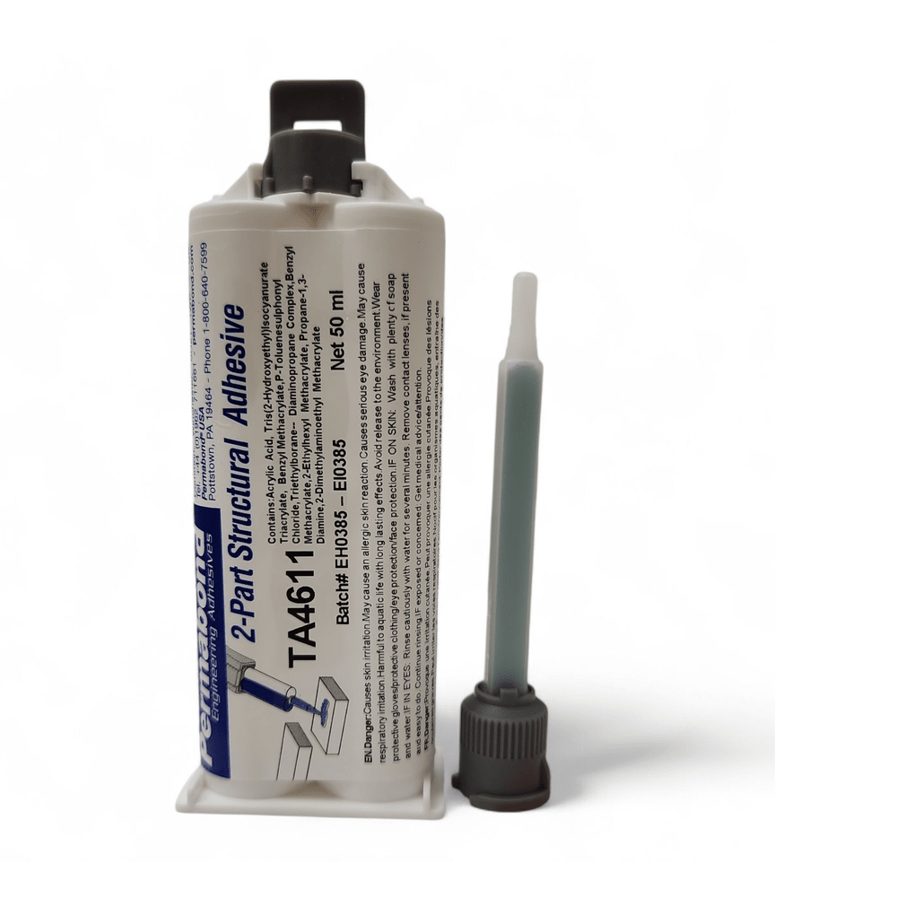 Permabond TA4611 Polyolefin PE, PP , Teflon PTFE , Nylon & Rubber Bonder, Clear Color, Thin Viscosity 10-16 min Acrylic MMA Adhesive Permabond