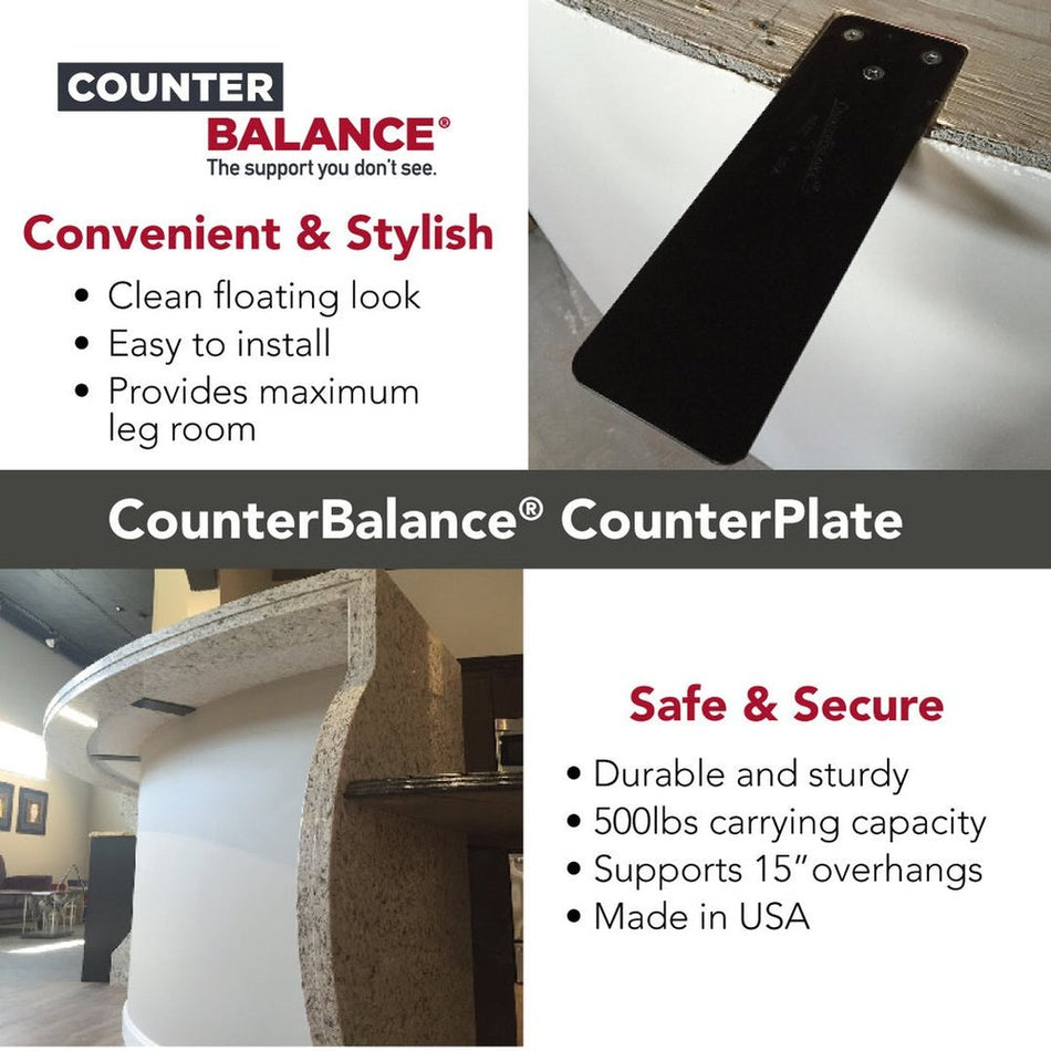 CounterBalance® CounterPlate Invisible Countertop Support Brackets