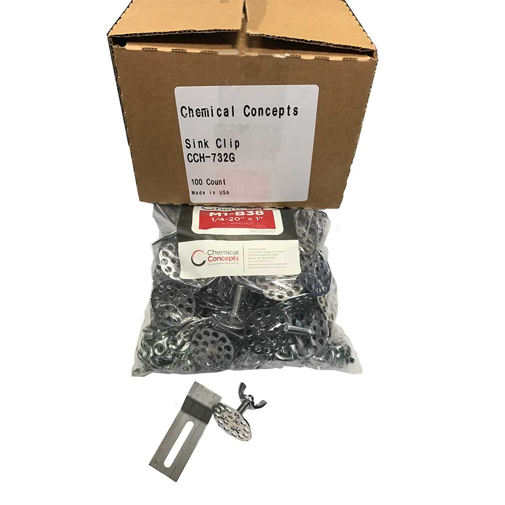 Chem-Set Bulk Sink Anchor Kit, 100 sets of glue-on studs, clips, star washers, and wingnuts