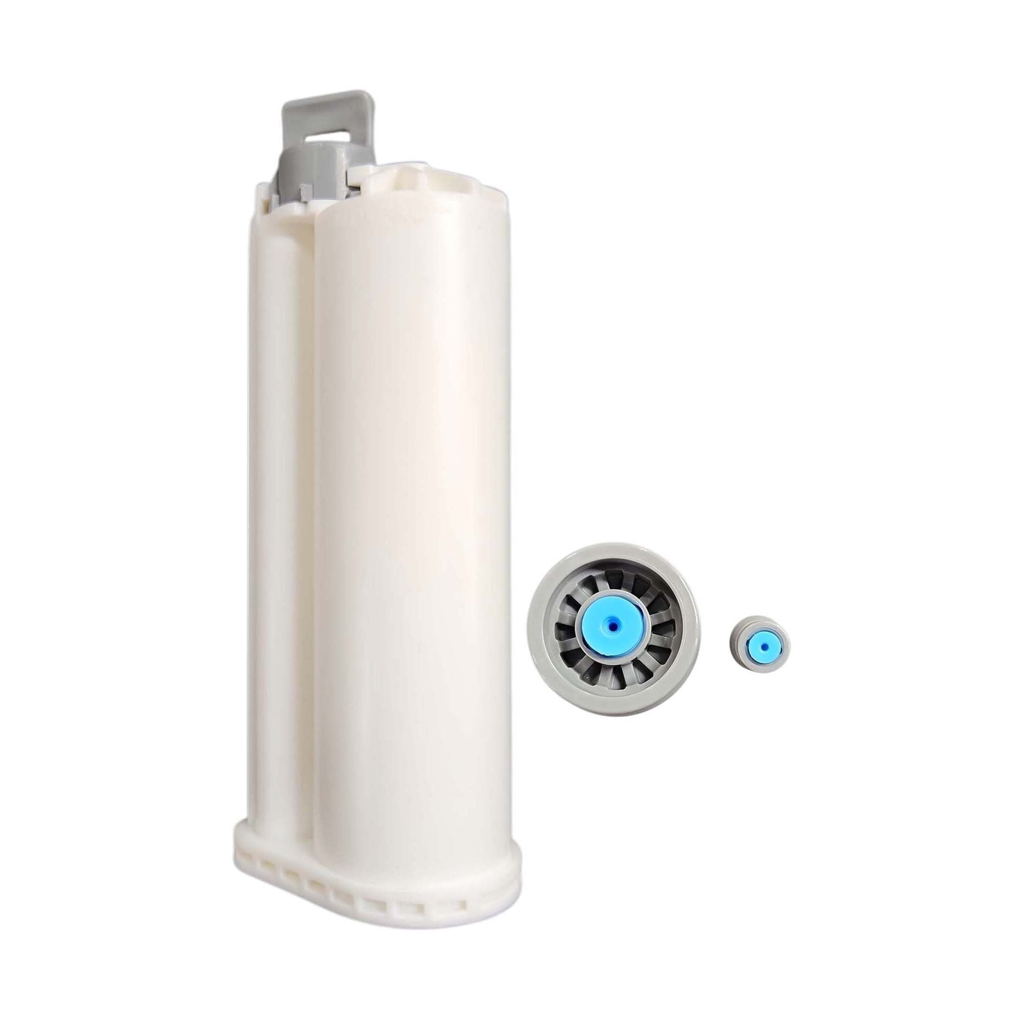 MixPac 50ml Empty 10:1 Ratio S-System RoundBack B-System with S-Flange 2-Part Cartridges with sealing cap & pistons PBT Plastic, optimized for MMA Materials MixPac