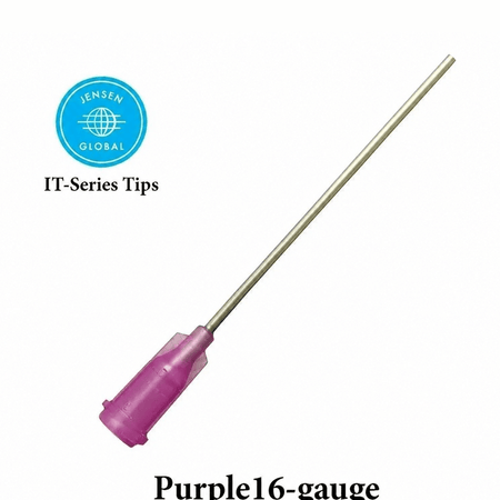 Jensen Industrial Dispensing Tips – Purple 16-Gauge Stainless Steel Blunt Needles, Push-On & Luer-Lock Compatible, Available in 1/2", 1" & 3" Lengths Jensen Global
