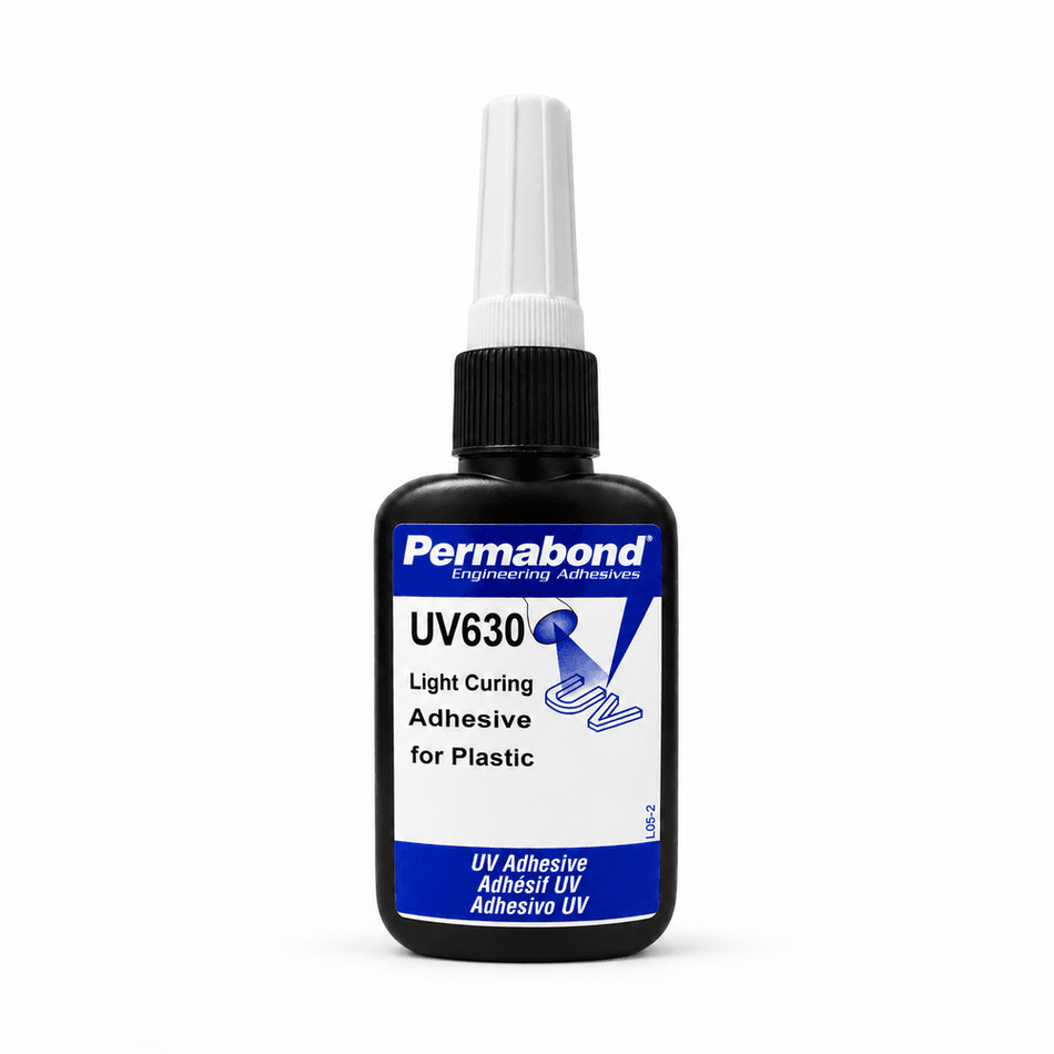 Permabond UV630 thin, low viscosity Medical Grade UV glue great for clear plastics and clear glass Permabond