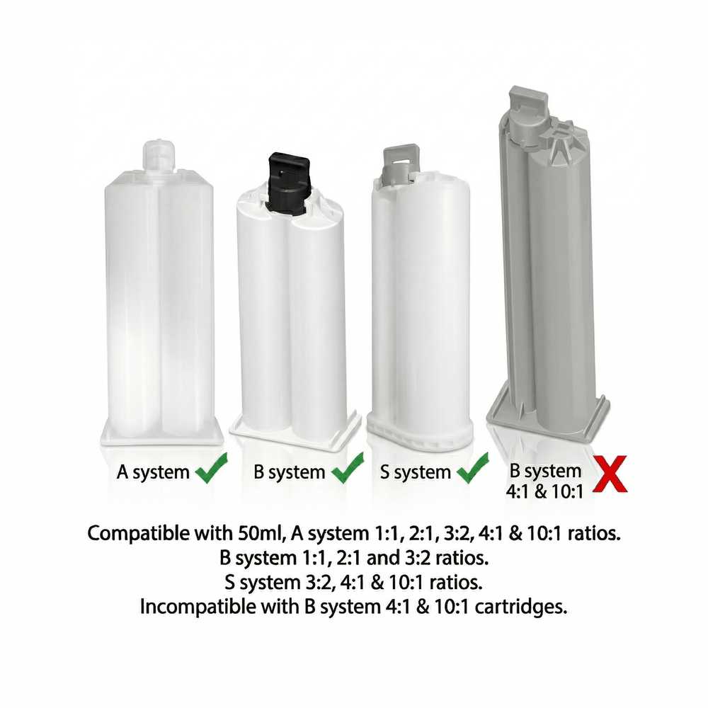 Maven MS50 Dispensing Gun Kit with Case for 50ml Epoxy and Adhesives All Ratios: 1:1, 2:1, 3:2, 4:1, 10:1 ratios Maven Dispensers