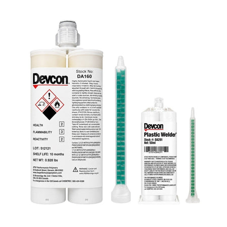 Devcon Plastic Welder White DA291 50ml & DA160 400ml - High-Strength Toughened MMA Adhesive Devcon