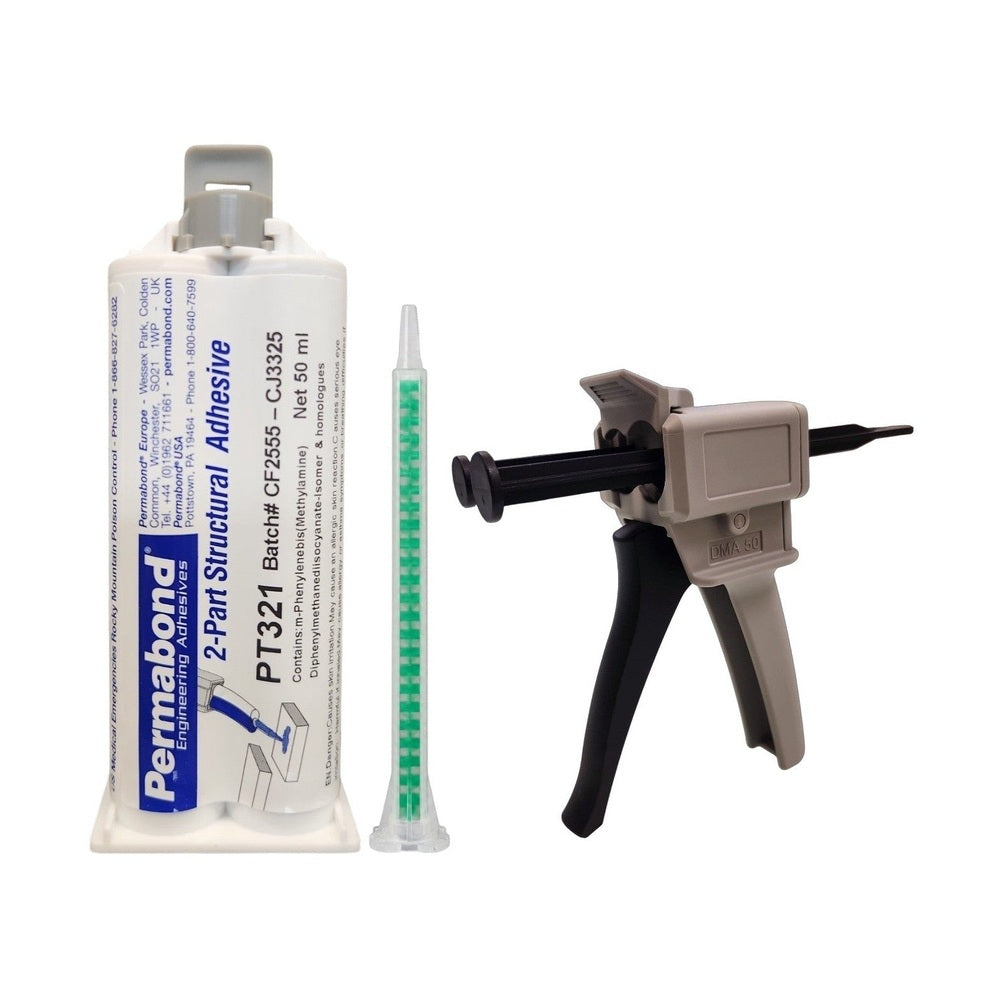 Permabond Urethane PT321 Super Fast Set 1 - 1.5 min 50ml Cartridge and Starter Kit Permabond