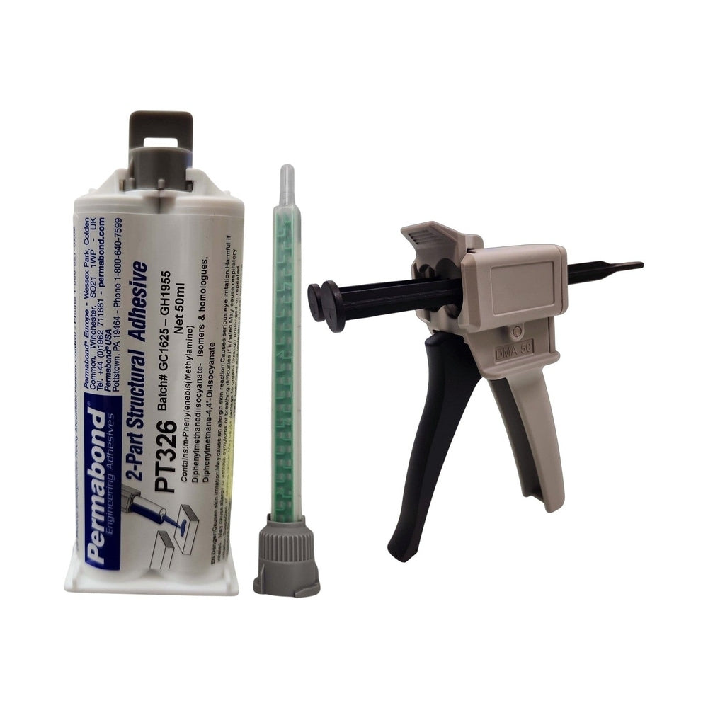Permabond Urethane PT326 Fast Set 4 - 7 min 50ml and 400ml Cartridge and Starter Kit Permabond