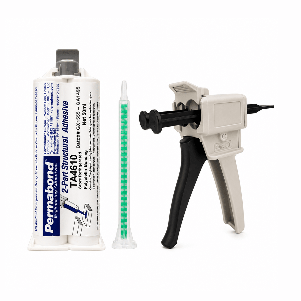 Permabond TA4610 Polyolefin PE, PP , Teflon PTFE & Rubber Bonder Thick Gel 12-15 min Acrylic MMA Adhesive Off-White Permabond